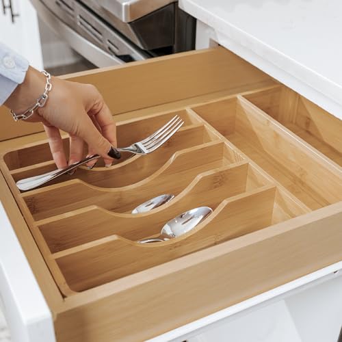 Silverware & Utensil Organizer (Natural Bamboo)