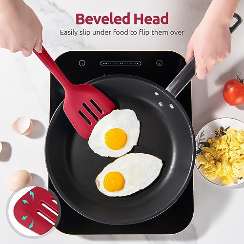 Silicone Turner Spatula Set of 2 (Red / 13.6 in)
