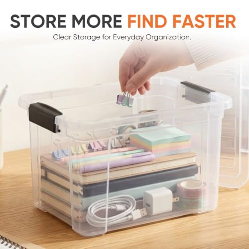 Small Clear Storage Boxes with Lids (4.75 Quart)