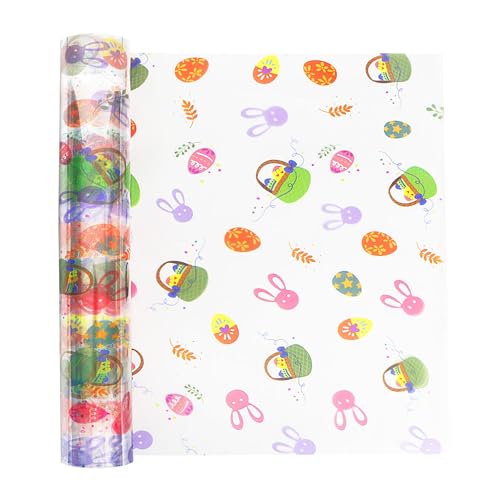 100ft Easter Cellophane Wrap Roll with Egg (Easter 35in Wide x 100ft Long)