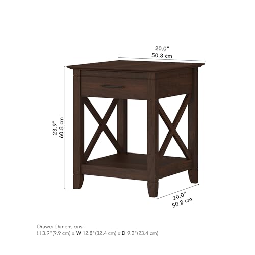 End Table with Drawer (Bing Cherry / 20D x 20W x 24H)