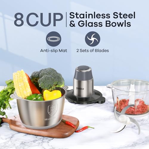 Food Processors with 2 Bowls (Grey)