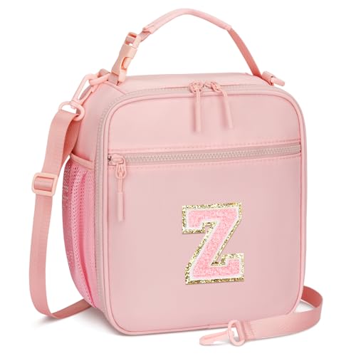 Lunch Box Kids Large Initial Insulated Lunch Bag for Girls (Pink / Z)