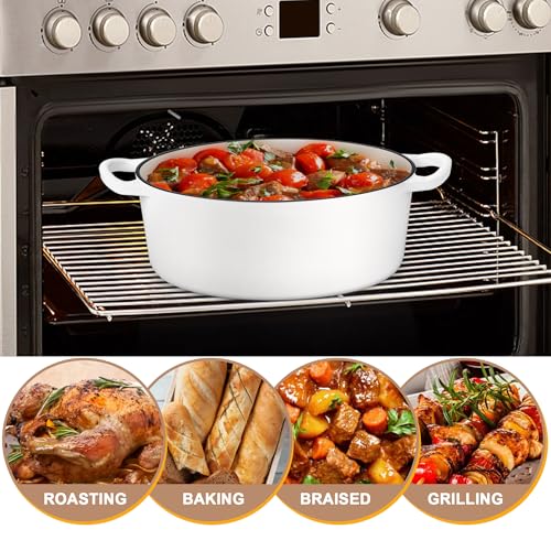 7QT Oval Dutch Oven Pot with Lid (7 QT-Oval / White)