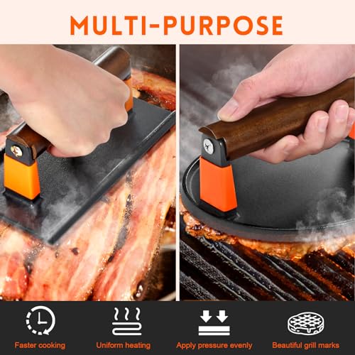 Cast Iron Burger Press Kit (Round and Rectangle)