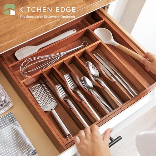 Silverware & Utensil Organizer (Natural Acacia / From 18" to 33" Wide)