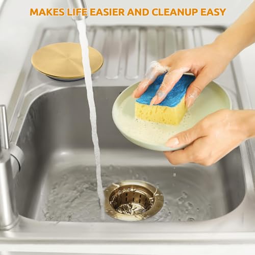 Kitchen Sink Drain Assembly with Removable Deep Basket Strainer (Gold)
