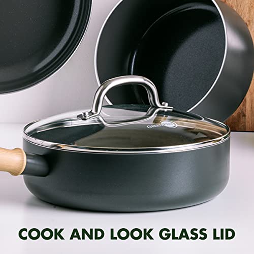 Hudson Healthy Ceramic Nonstick (4 Piece Cookware Pots and Pans Set / Black)