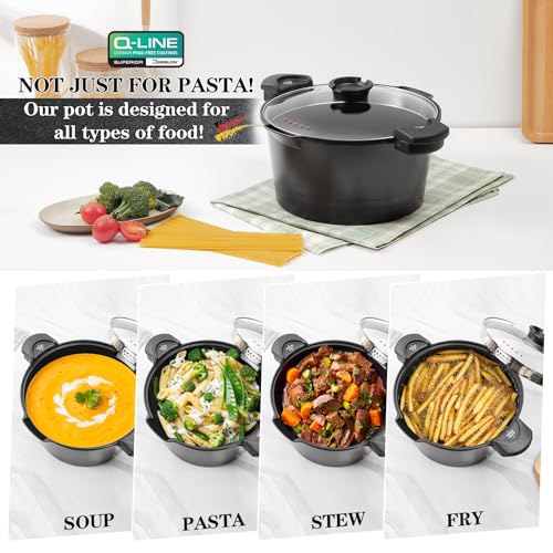 5qt Pasta Pot with Strainer Lid (Black)