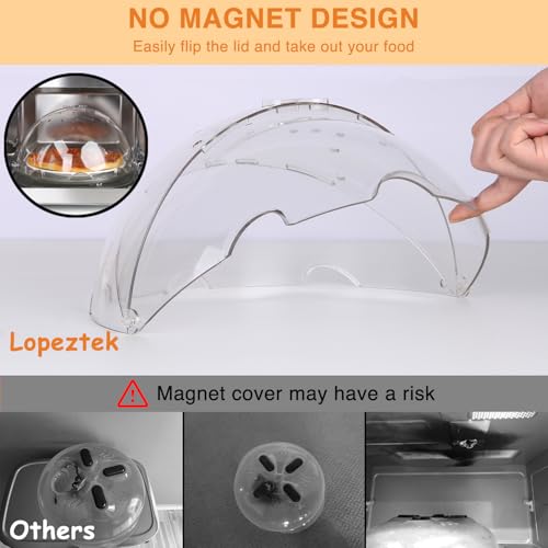 Flippable Microwave Splatter Cover for Food (10.5" W x 10.5" D x 5.9" H)