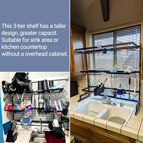 Over The Sink Dish Drying Rack (Black / 31" - 39.4"L x 12"W x 34" - 38"H)