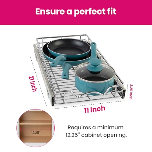 Heavy Duty Pull Out Cabinet Organizer (11”W x 21”D)