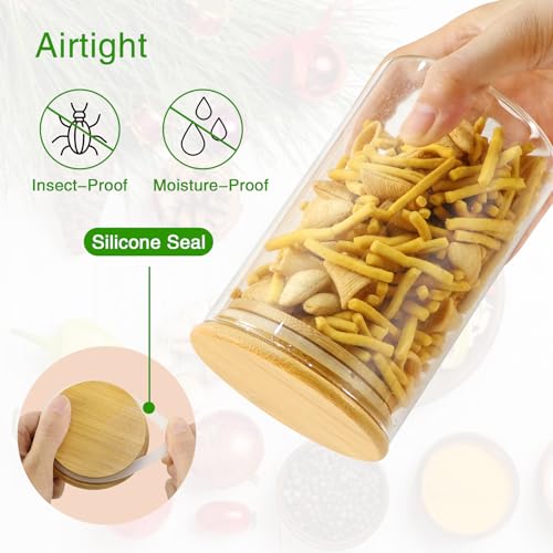Glass Jars with Bamboo Lids 20 oz (20 oz 12 pcs)