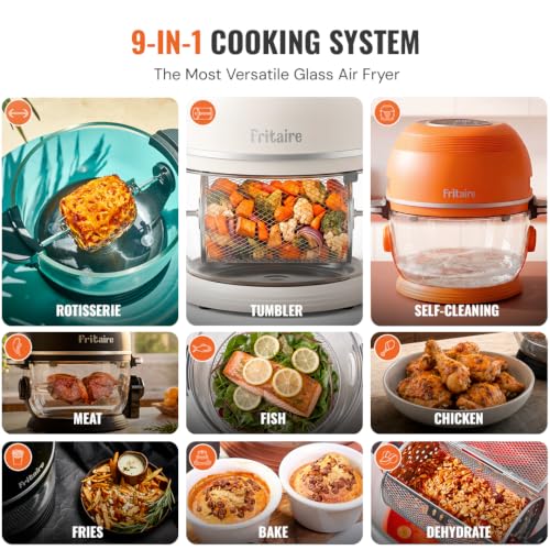 Glass Air Fryer Non Toxic (Orange)