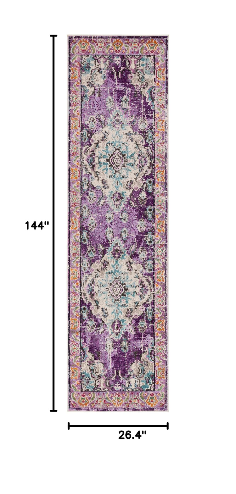 Monaco Runner Rug 2'2"x12' (2'2" x 12' (Runner) / Violet/Light Blue)