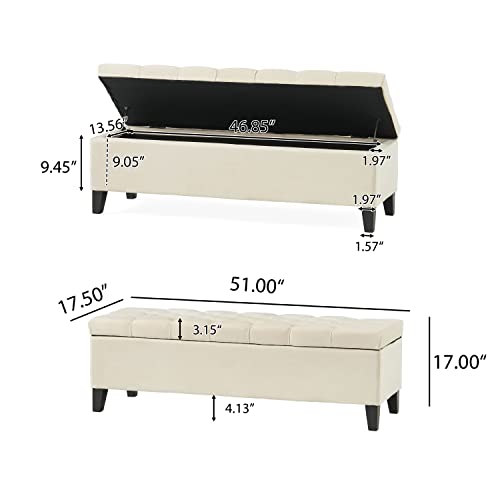 Ottilie Velvet Storage Ottoman (Ivory,velvet)