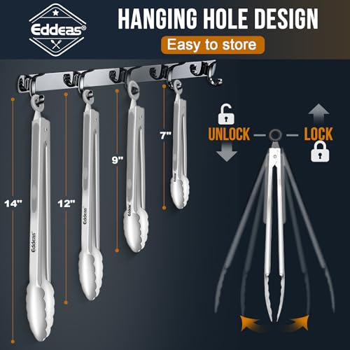 Tongs For Cooking (7+9+12+14 inch / Grey 4Pcs)