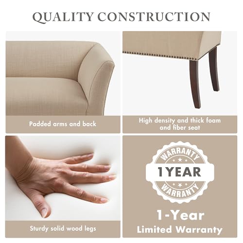 Accent Bench Upholstered with Nailhead Trim (Tan)