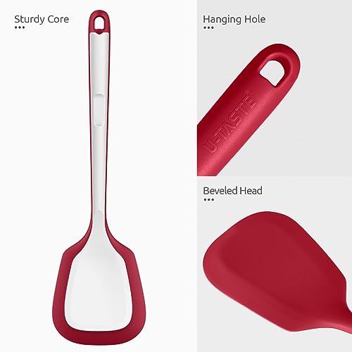 Silicone Turner Spatula Set of 2 (Red / 13.6 in)
