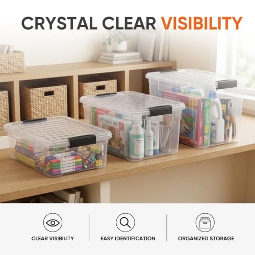 26.5 Quart Clear Plastic Storage Boxes with Lids (26 Quart)