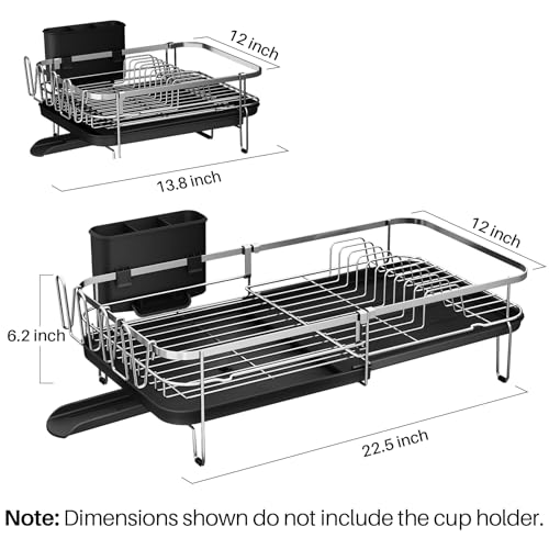 Expandable Dish Drying Rack for Kitchen Counter (Silver)