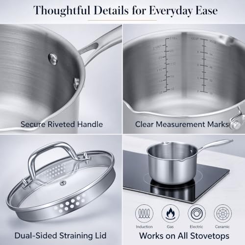 Tri Ply Stainless Steel Pot with Steamer (2.5 Quarts)