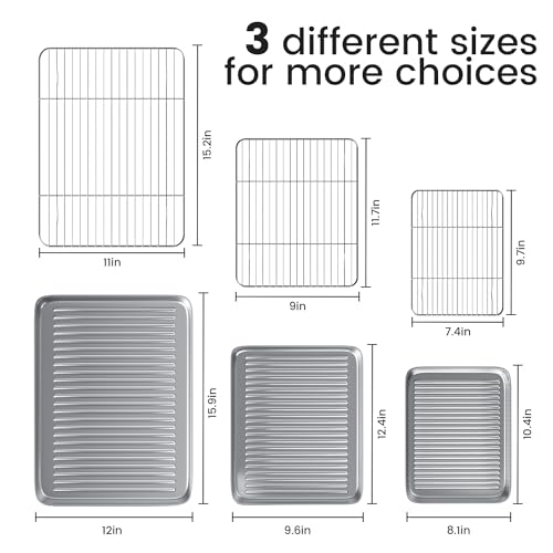 Baking Sheet with Cooling Wire Rack Set (16" X 10" X 1")