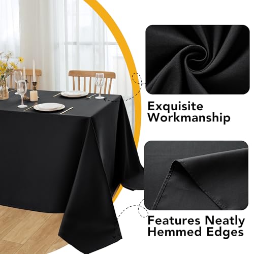 10 Pack Black Tablecloths for Rectangle Tables (Black / 60x84 In, 10 Pack)