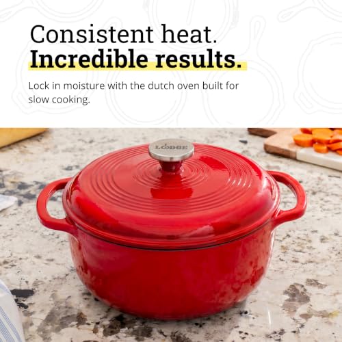 Essential Enamel Cast Iron Dutch Oven (Solid Red)