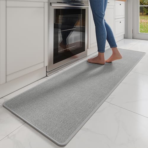 Long Kitchen Runner Rugs Kitchen Mat Non Slip Washable Gray 17"x71" (A- Gray / 17"x71")