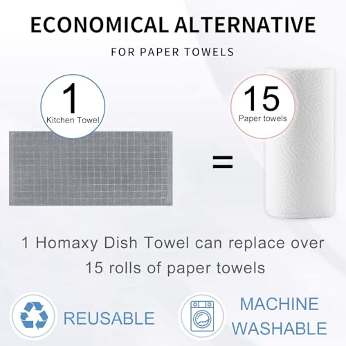 100% Cotton Terry Kitchen Towels (Grey / 13 X 28 - 8 Pack)