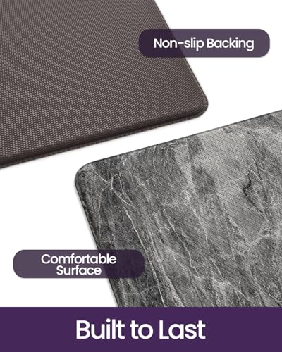 Kitchen Floor Mats Cushioned Anti Fatigue (Grey Marble / 86"L x 23"W x 0.4"Th)