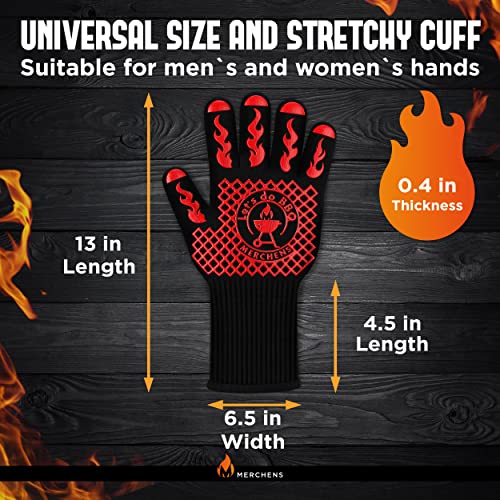 BBQ Grill & Oven Gloves 1472°F Heat Resistant (Red)
