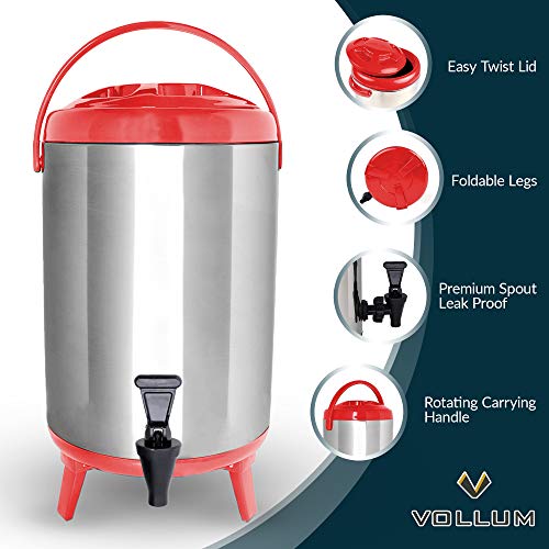 Stainless Steel Insulated Beverage Dispenser (10 Liter / Red)