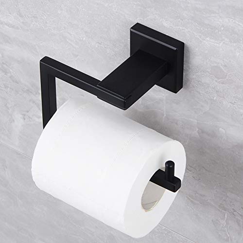 Matte Black Toilet Paper Holder SUS 304 Stainless Steel Wall Mounted Toilet Tissue Roll Holder for Bathroom (Black)