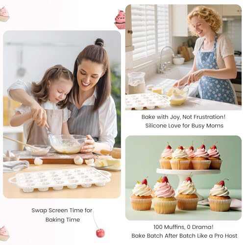 Silicone Muffin Pan with Metal Reinforced Frame (Standard+Mini)