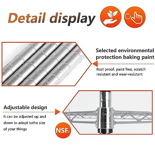 5 Tier Wire Shelf (Chrome / 24×14×59)