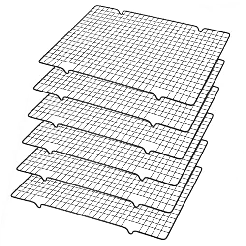 6 Packs Cooling Racks 16"x10" Baking Rack for Cooking and Baking Oven Wire Rack Cooling Drying Roasting Rack Heavy Duty Baking Rack for Roasting Cooking Grilling Drying (Black)