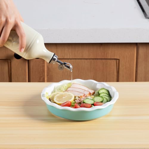 Sweejar 16 Oz Ceramic Olive Oil Dispenser Bottle (Beige / 16 Oz(Silver Spout))