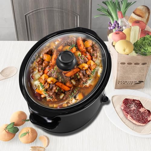 7 Quart Slow Cooker Oval Manual Pot Food Warmer with 3 Cooking Settings (7 Quarts / Black 2)