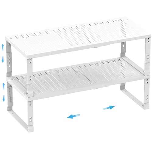 Expandable Spice Rack (2packs/White / MEDIUM:8.11"D x 16.54"W x 6.42"H)