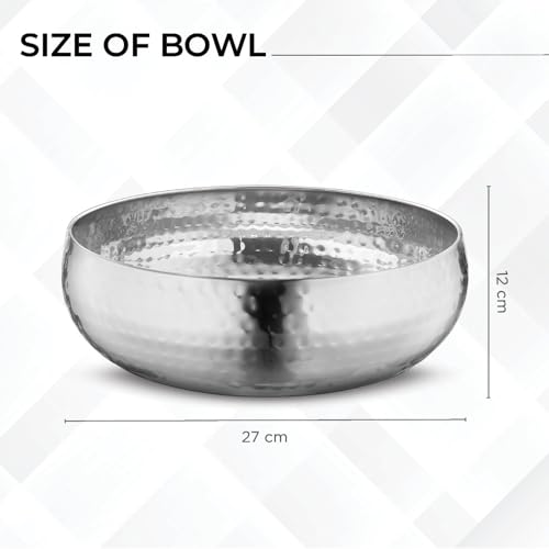 Set of 3 Premium Stainless Steel Salad Mixing Bowl Hammered Finish (Stainless Steel)