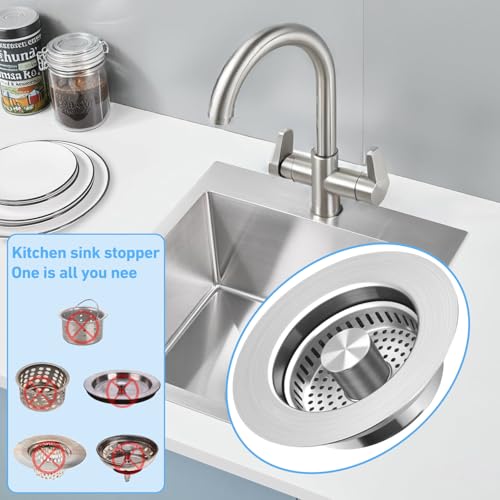 Sink Drain Strainer 3 in 1 (Silver / 2 Pack)
