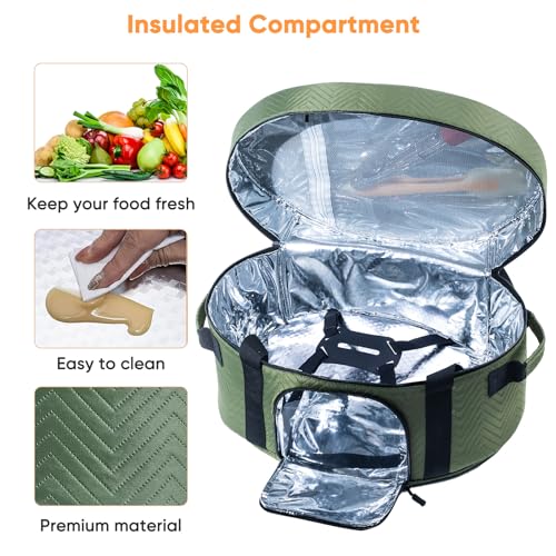Insulated Slow Cooker Carrying Bag for 6 (Style A / Green)