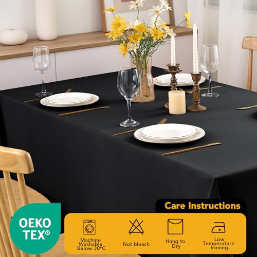 10 Pack Black Tablecloths for Rectangle Tables (Black / 60x84 In, 10 Pack)
