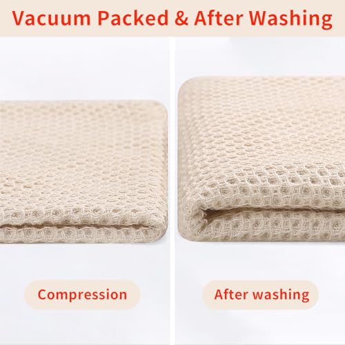 100% Cotton Waffle Weave Kitchen Dish Towels 12 (Beige / 13 X 28 - 12 Pack)
