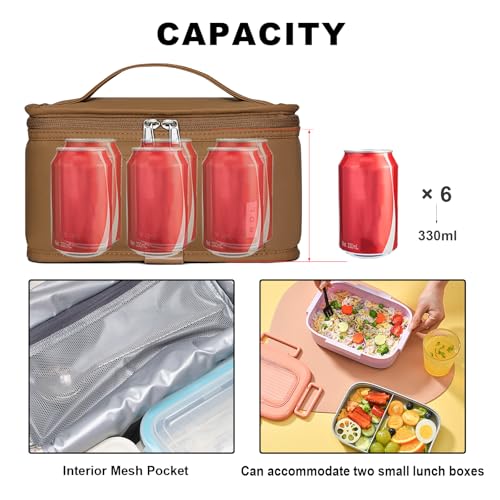 NOL Small Lunch Bag Mini Lunch Box Insulated Lunch Bag for Men (Brown / Medium(5 Liters))
