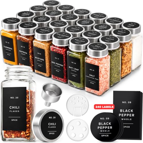 Glass Spice Jars with Label (Stainless Steel Lid)