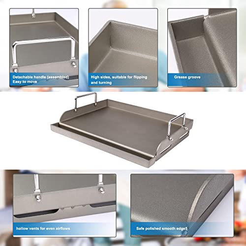 17" Flat Top Griddle for Gas Grill (17" x 13" x 4")