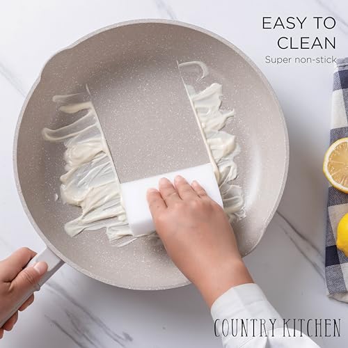 Non Stick Cast Aluminum Cookware Set (Cream Round Handle / 11 Pc.)